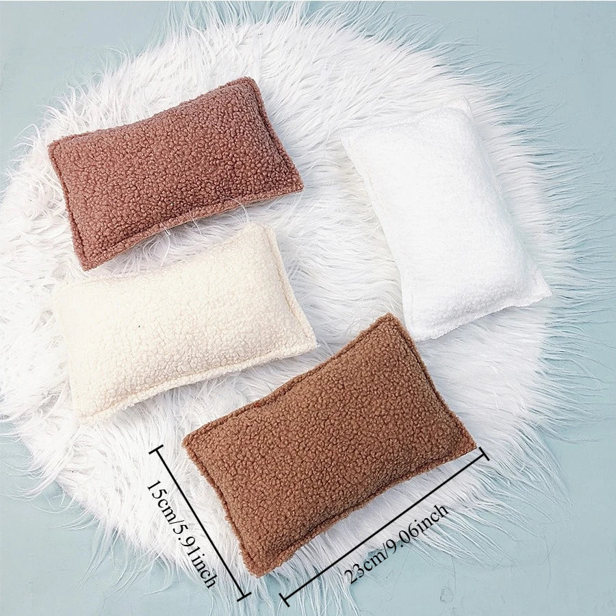 Newborn Photography Props Teddy Flannel Baby Pillows Boy Girl Photo Posing Pillow Fluffy Soft Mat for Photo Cushion Shower Gift