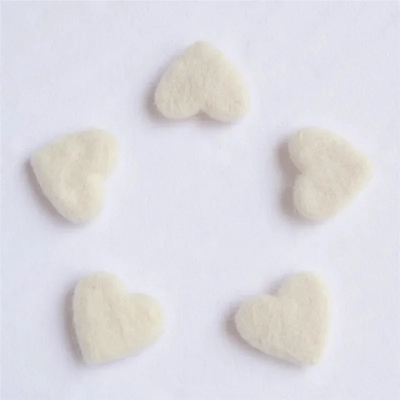 5pcs Mohair Wool Heart Felt Handmade Crafts