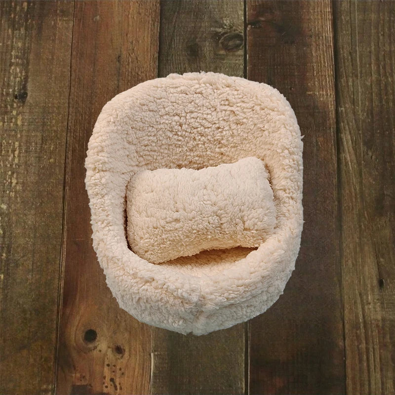 Furry Soft Baby Posing Sofa with Pillow