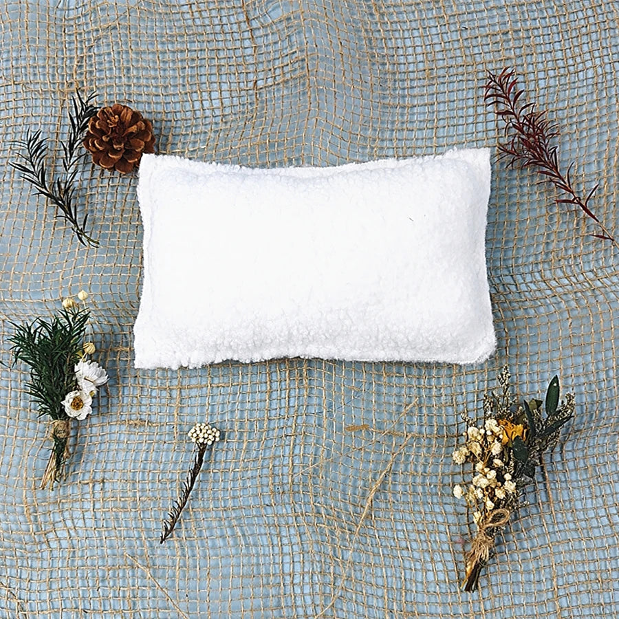 Newborn Photography Props Teddy Flannel Baby Pillows Boy Girl Photo Posing Pillow Fluffy Soft Mat for Photo Cushion Shower Gift