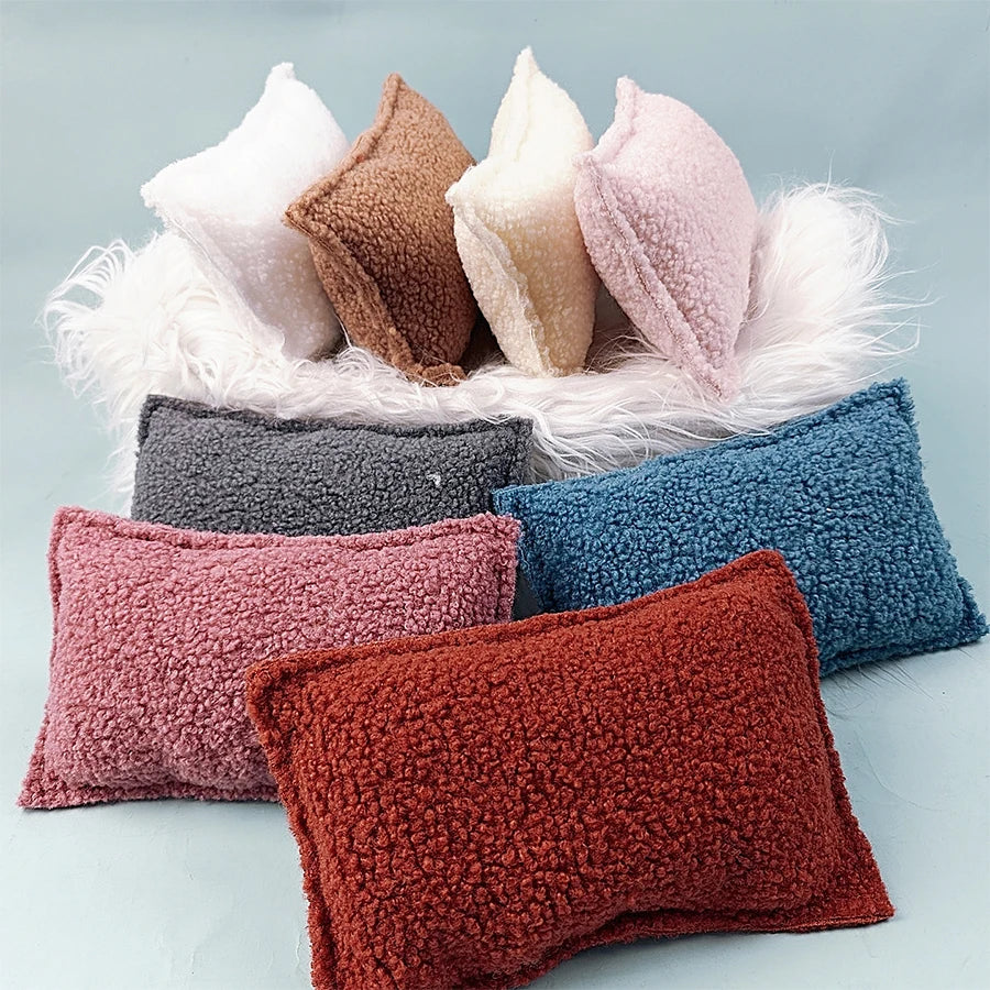 Newborn Photography Props Teddy Flannel Baby Pillows Boy Girl Photo Posing Pillow Fluffy Soft Mat for Photo Cushion Shower Gift