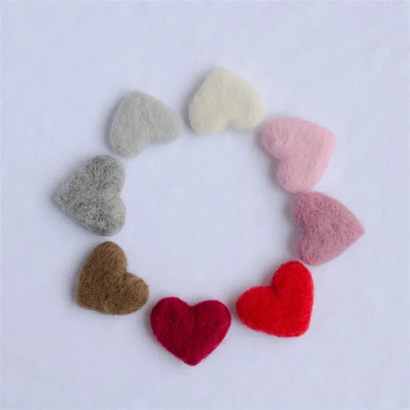 5pcs Mohair Wool Heart Felt Handmade Crafts