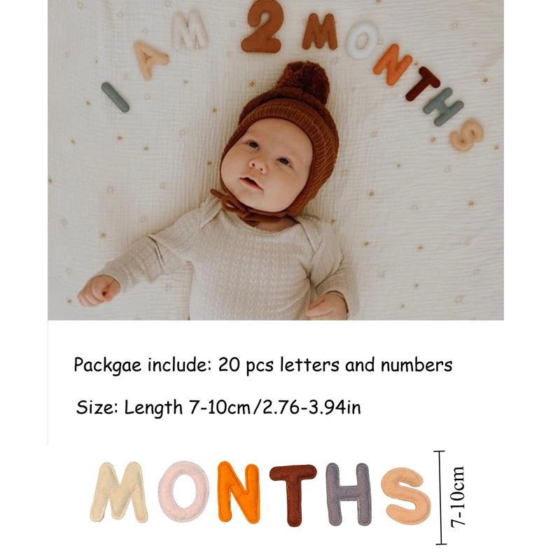 20pcs Baby Monthly Milestone Felt Numbers and Letters
