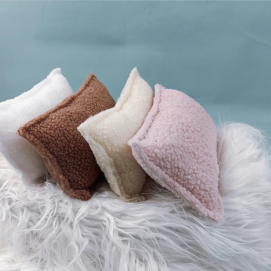 Newborn Photography Props Teddy Flannel Baby Pillows Boy Girl Photo Posing Pillow Fluffy Soft Mat for Photo Cushion Shower Gift