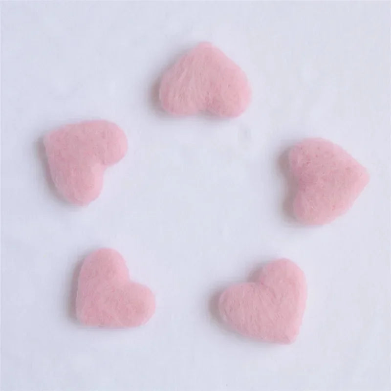 5pcs Mohair Wool Heart Felt Handmade Crafts
