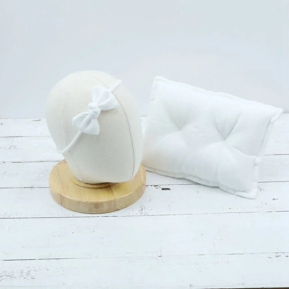 Velvet Baby Posing Pillow Bowknot Hairband Set