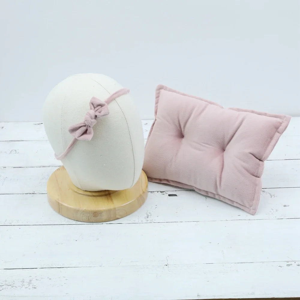 Velvet Baby Posing Pillow Bowknot Hairband Set