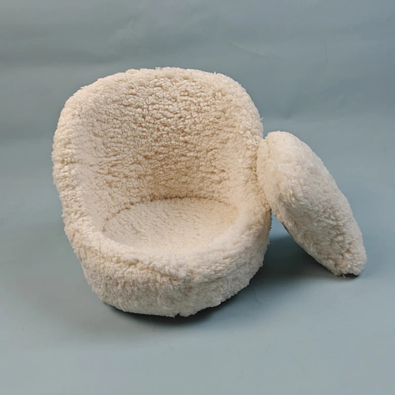 Furry Soft Baby Posing Sofa with Pillow