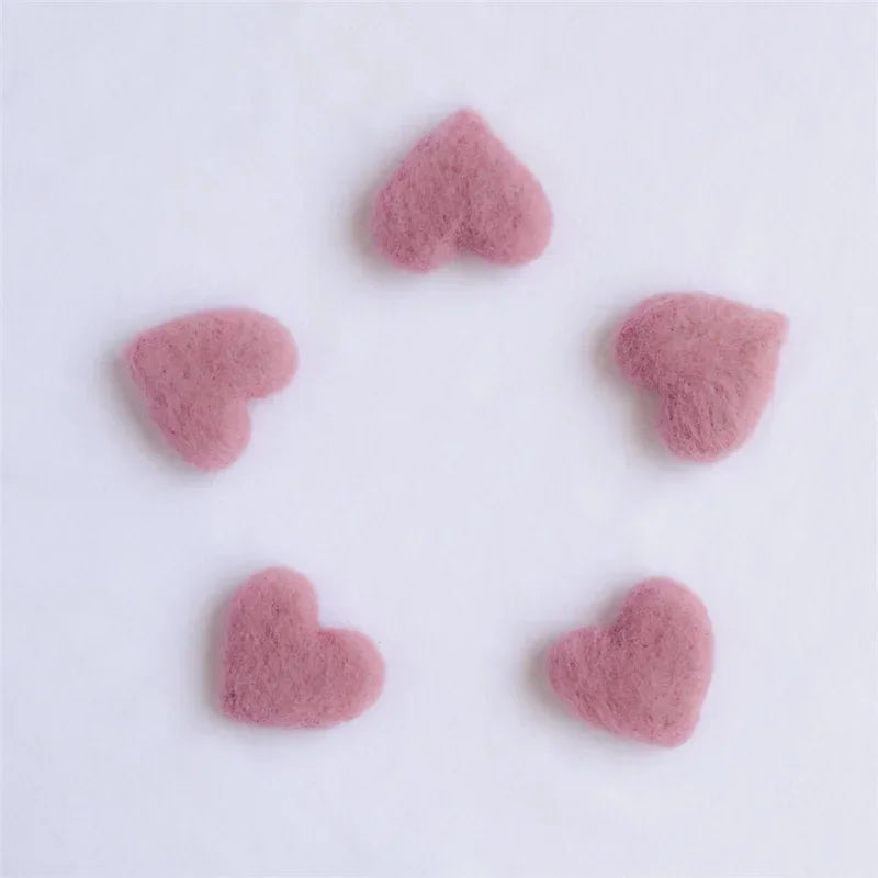 5pcs Mohair Wool Heart Felt Handmade Crafts