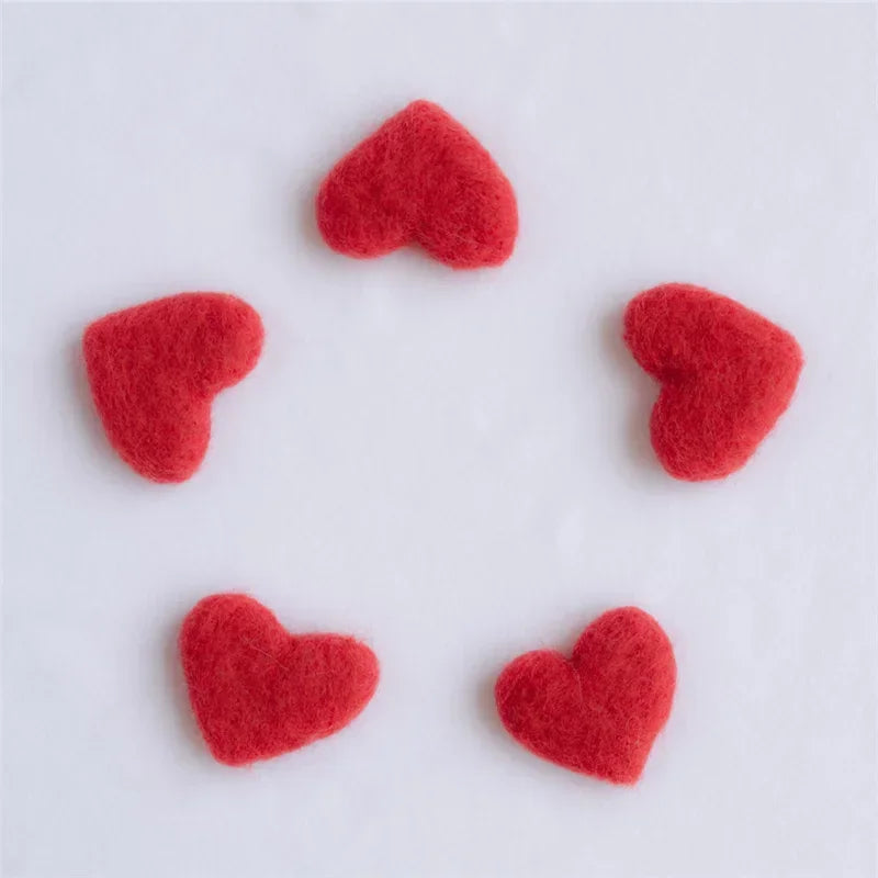 5pcs Mohair Wool Heart Felt Handmade Crafts