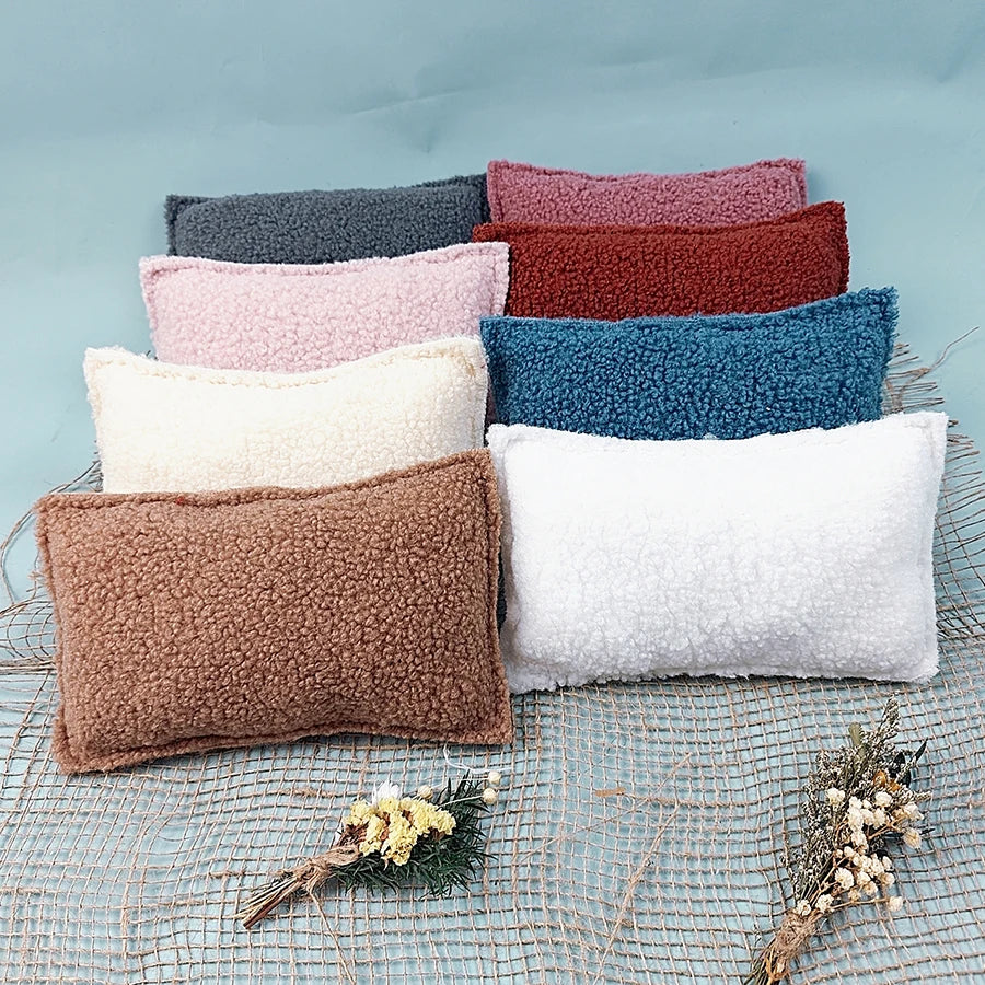 Newborn Photography Props Teddy Flannel Baby Pillows Boy Girl Photo Posing Pillow Fluffy Soft Mat for Photo Cushion Shower Gift