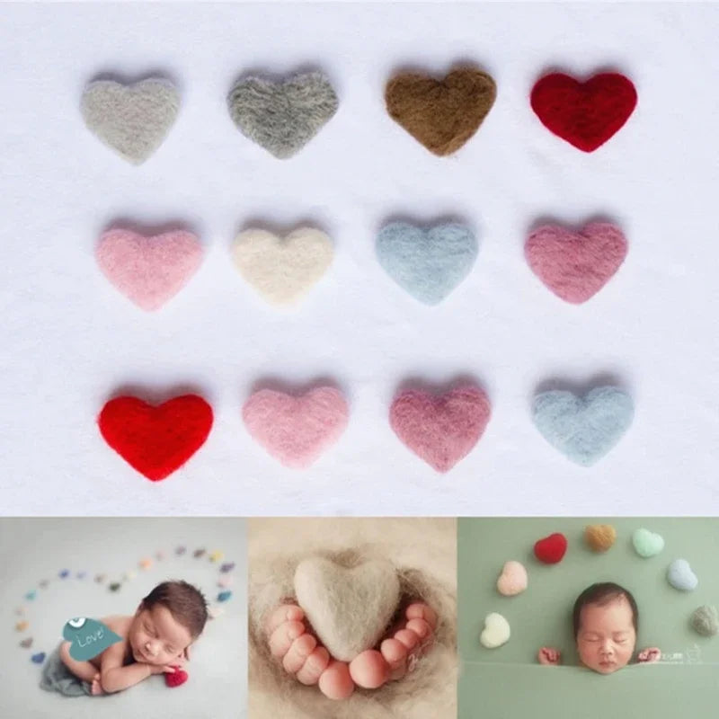 5pcs Mohair Wool Heart Felt Handmade Crafts
