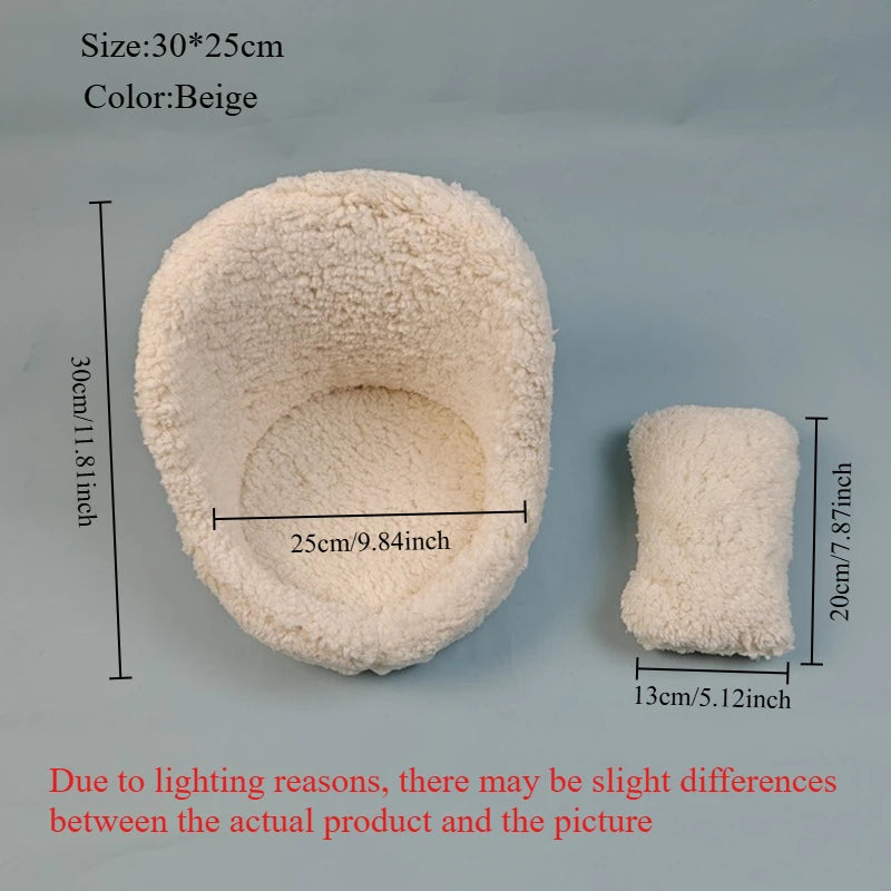 Furry Soft Baby Posing Sofa with Pillow