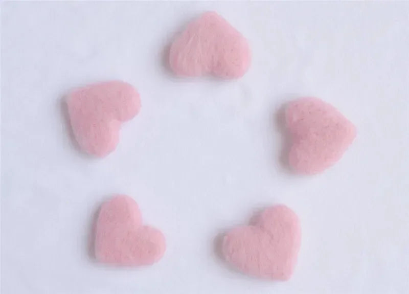 5pcs Mohair Wool Heart Felt Handmade Crafts