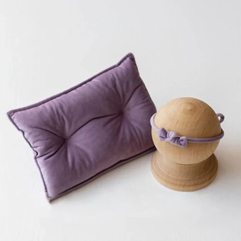 Velvet Baby Posing Pillow Bowknot Hairband Set