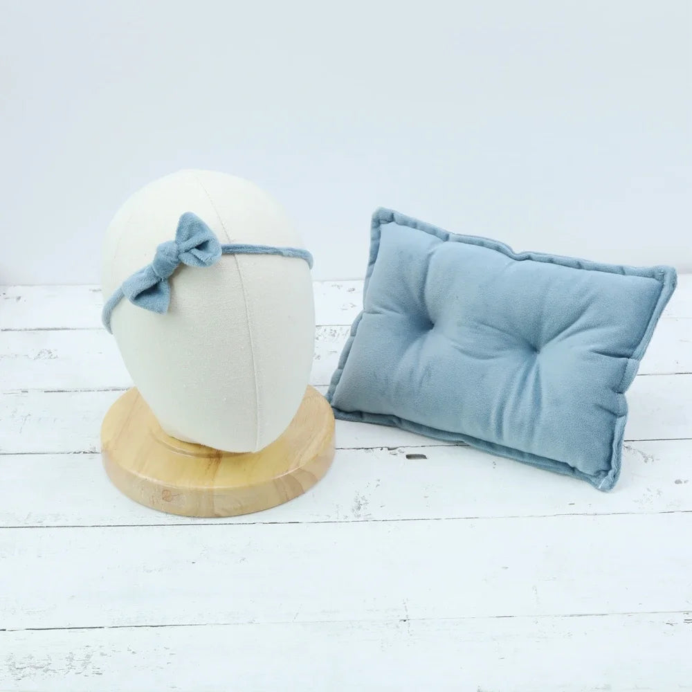 Velvet Baby Posing Pillow Bowknot Hairband Set
