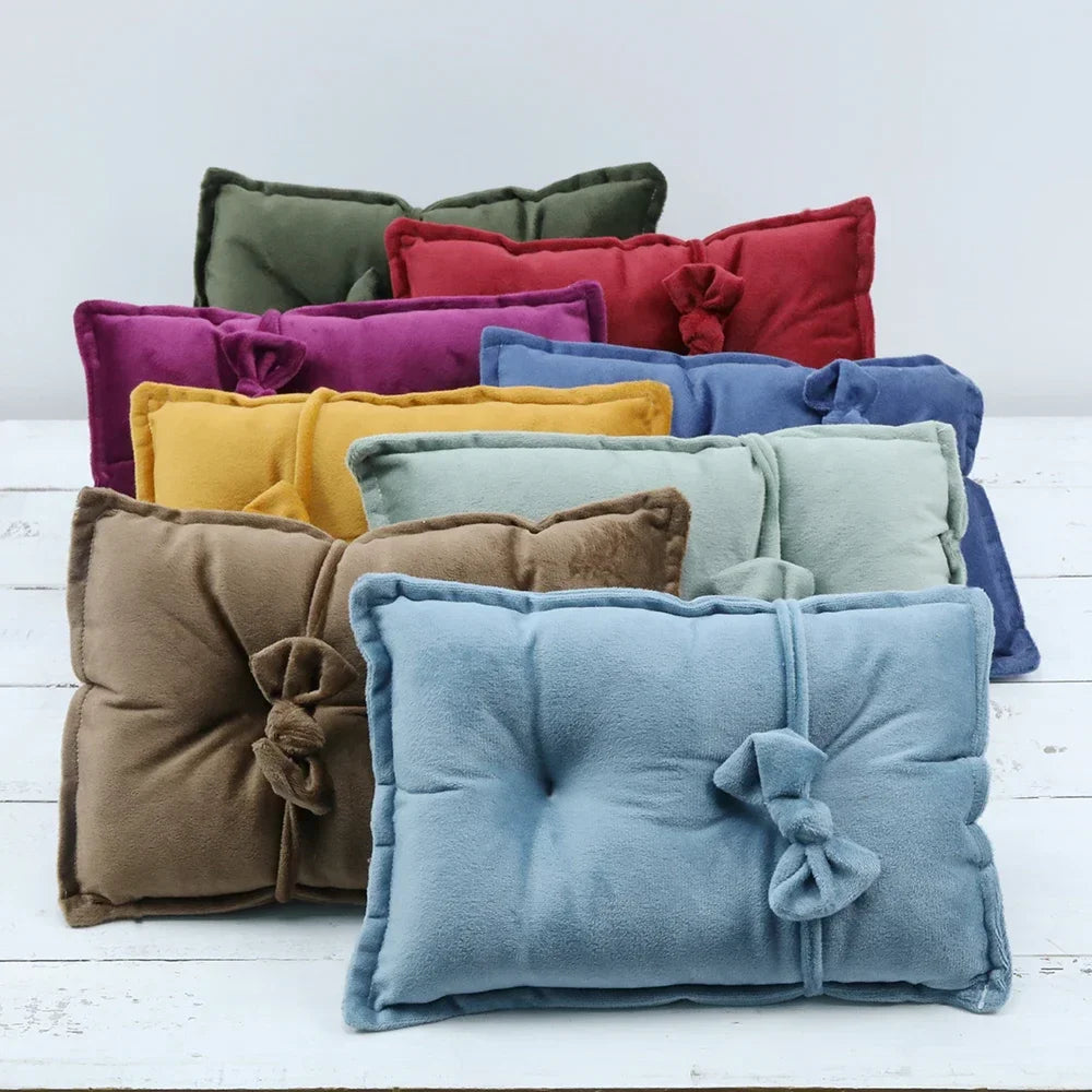 Velvet Baby Posing Pillow Bowknot Hairband Set